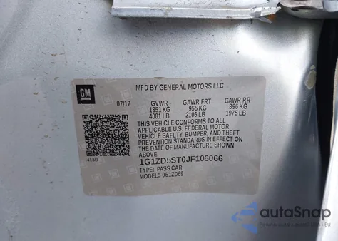 2018 Chevrolet Malibu Lt из США, поврежденный, VIN 1G1ZD5ST0JF106066